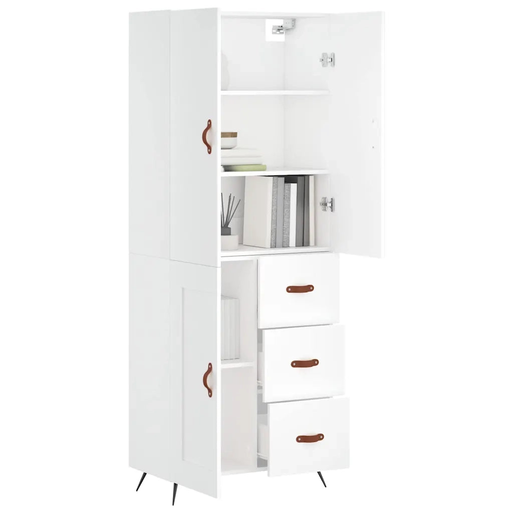 Credenza-Buffet-Armadio da cucina Bianca 69,5x34x180 cm in Legno Multistrato 671746
