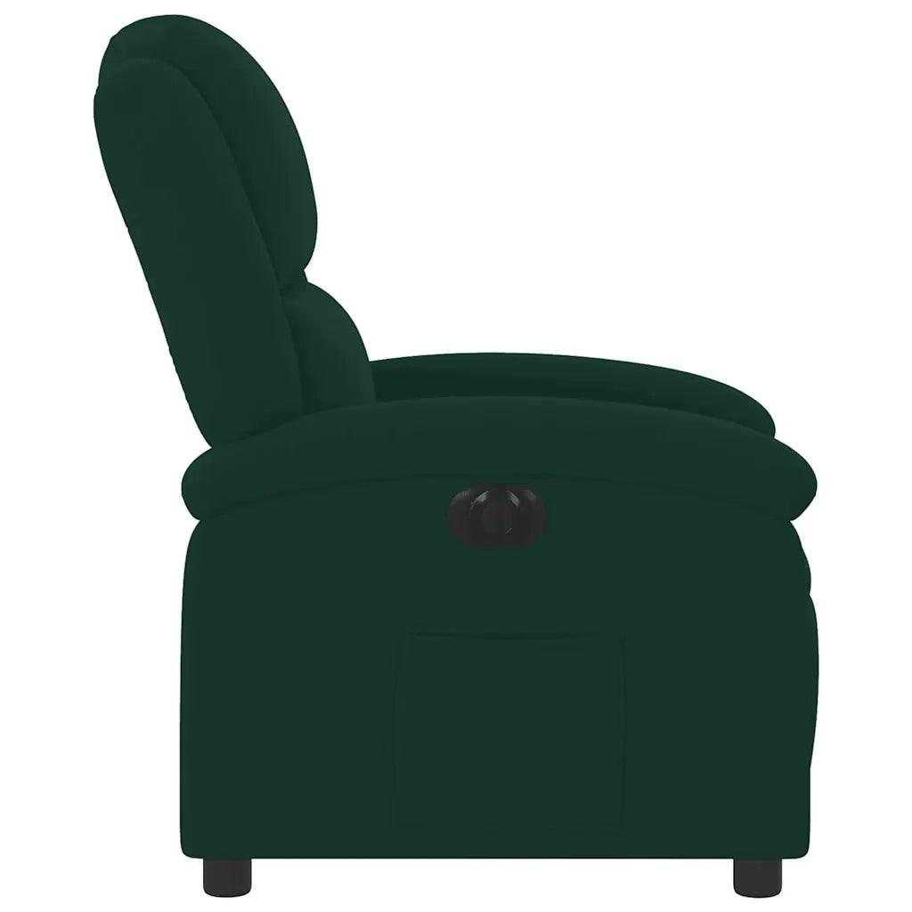 Poltrona Elettrica Reclinabile Verde Scuro in Vera Pelle