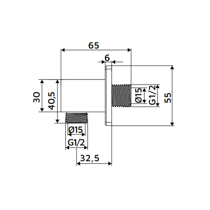 Presa acqua quadrata realizzata in ottone finitura rame lucido