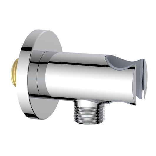 Presa acqua tonda con supporto doccino in ottone cromato