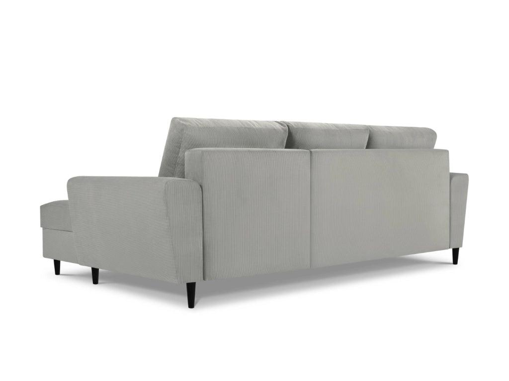 Cosmopolitan Design - Divano convertibile angolare destro con box "Kyoto" 4 posti in velluto a coste grigio chiaro 