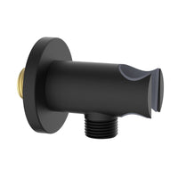 Presa acqua tonda con supporto doccino in ottone color nero opaco