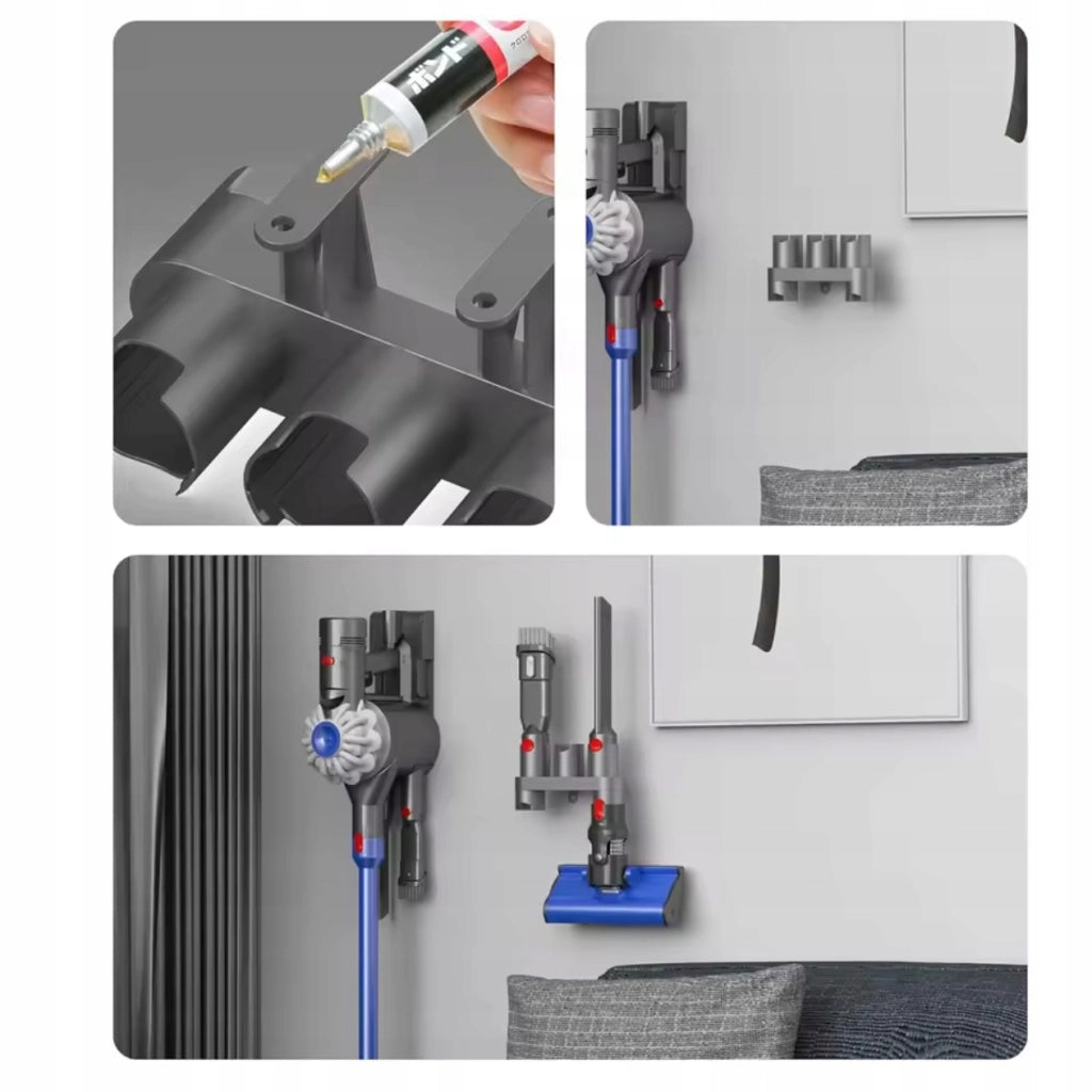 Supporto a Parete per Accessori compatibile con Aspirapolvere Dyson V7 V8 V10 V11 V15 – Organizer 3 Slot