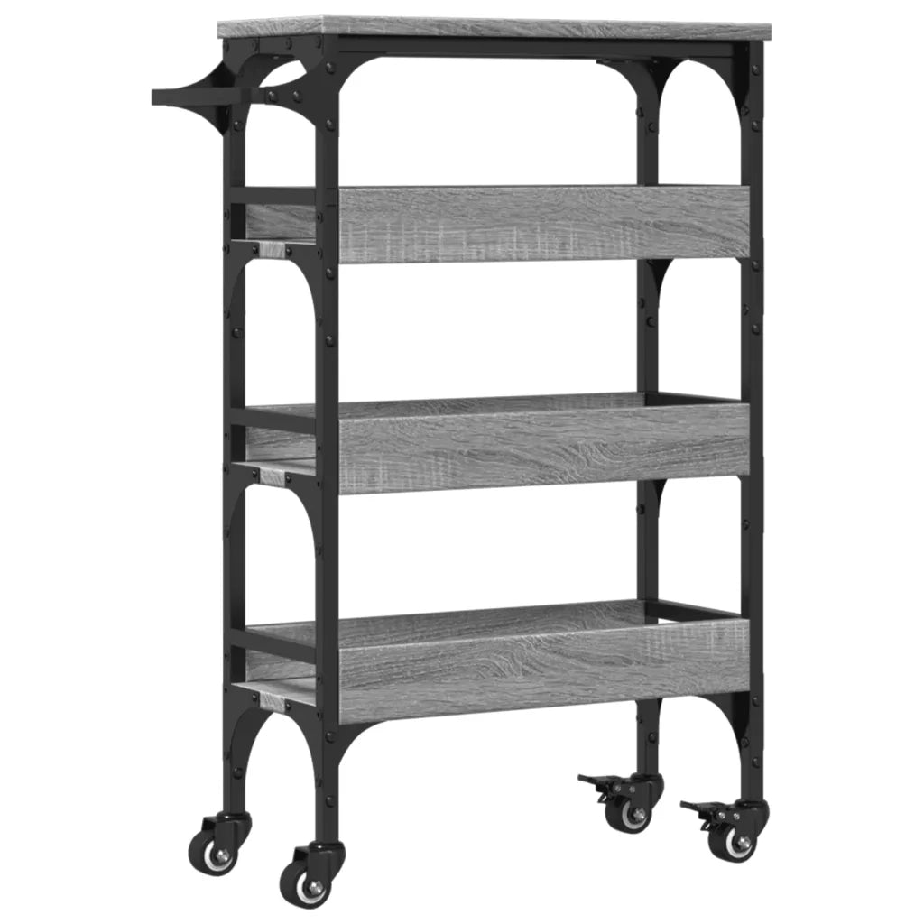 Carrello da Cucina-Scaffale per Cucina Grigio Sonoma 53x20x76 cm Legno Multistrato