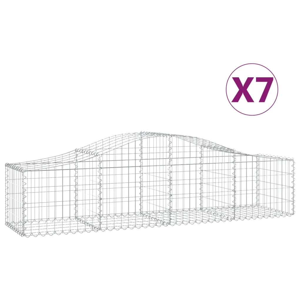 Cesti Gabbioni ad Arco 7 pz 200x50x40/60 cm Ferro Zincatocod mxl 75979