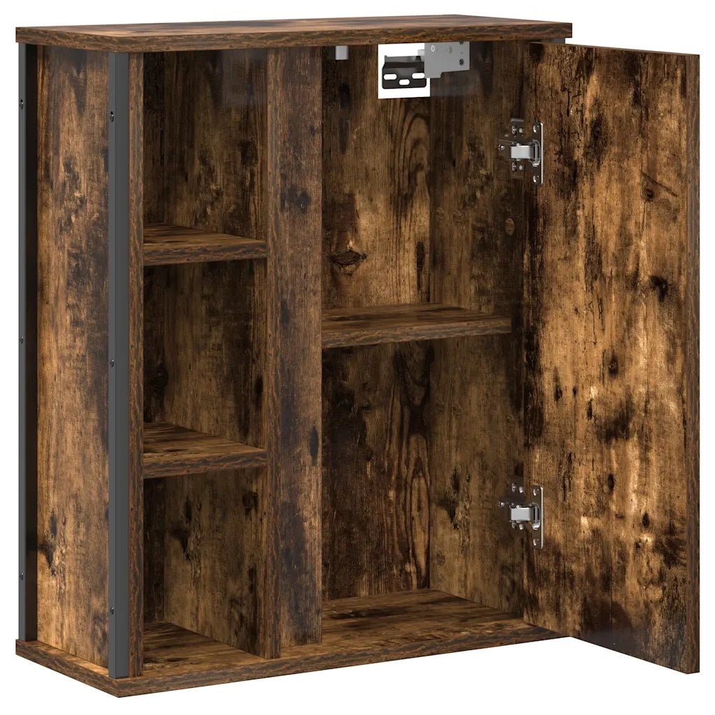 Pensile da Bagno con Specchio-Mobile bagno con specchio Rovere Fumo 50x21x60 cm