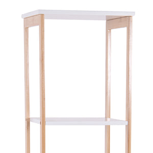 Adelaide - colonna multiuso con 1 anta e 2 ripiani - 30x30x156h cm naturale/bianco