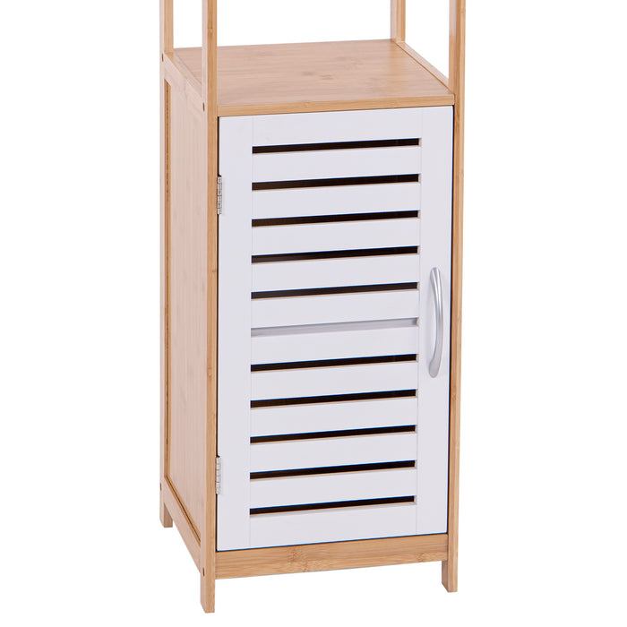 Adelaide - colonna multiuso con 1 anta e 2 ripiani - 30x30x156h cm naturale/bianco