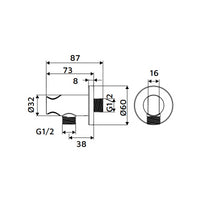 Presa acqua tonda con supporto doccino in ottone color nero opaco