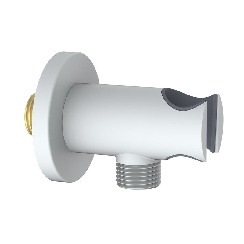 Presa acqua tonda con supporto doccino in ottone color bianco