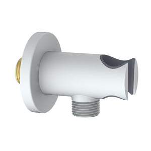 Presa acqua tonda con supporto doccino in ottone color bianco