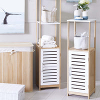 Adelaide - mobiletto multiuso con 1 ripiano e 1 anta - 30x30x96h cm naturale/bianco