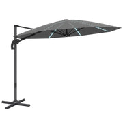 Parasole a sbalzo LED Solar ?300 cm Altezza Parasole regolabile con piepiedi UV50+ Grigio scuro