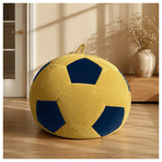 Pouf rotondo in flanella con imbottitura in memory foam a rimbalzo alto blu e giallo per casa e ufficio