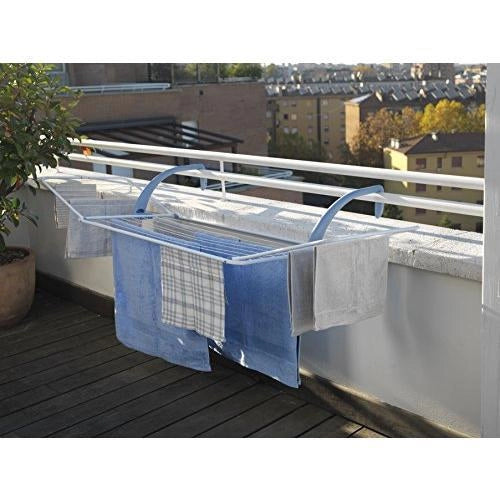 Gimi BREZZA 200 Stendibiancheria da Balcone Acciaio e Resina 18 mt di Stenditura 178x55x28 cm colore Blu Bianco