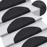 Tappetini per scale autoadesivi 5 pz 65x21x4 cm neri semicircolari grandi 149702