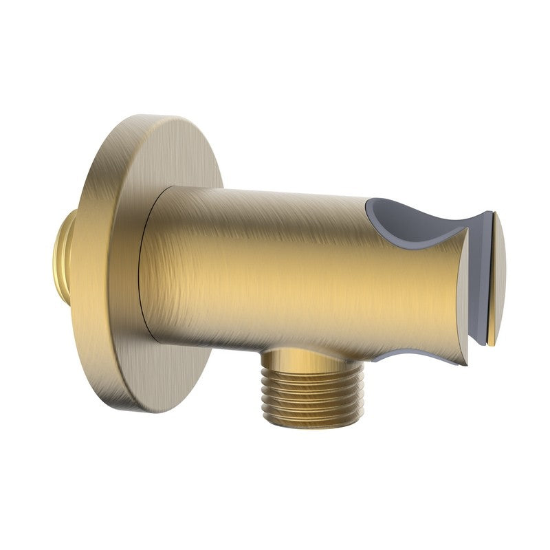 Presa acqua tonda con supporto doccino in ottone color oro opaco