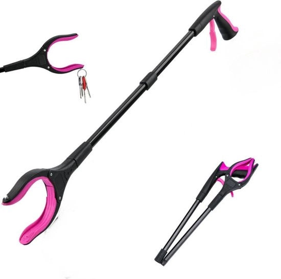Pulitore di pavimenti - 83 cm lungo - 8,5 cm largo - pala retrattile con gancio magnetico - senza piegamenti per l'apertura - raccolta di rifiuti 360° pieghevole - adatto per anziani e persone con mobilità ridotta