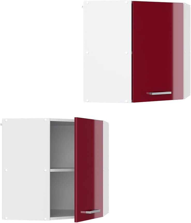 Mobile angolare da cucina R-Line, Rosso lucido, 57 cm, per la libera combinazione all'interno di sistemi cucina modulari