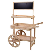 Carrello espositivo in legno marrone con lavagna 95x51x128h
