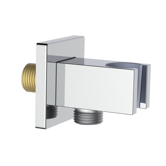 Presa acqua quadrata con supporto doccino in ottone cromato