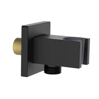 Presa acqua quadrata con supporto doccino in ottone color nero opaco