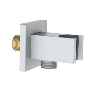 Presa acqua quadrata con supporto doccino in ottone color bianco