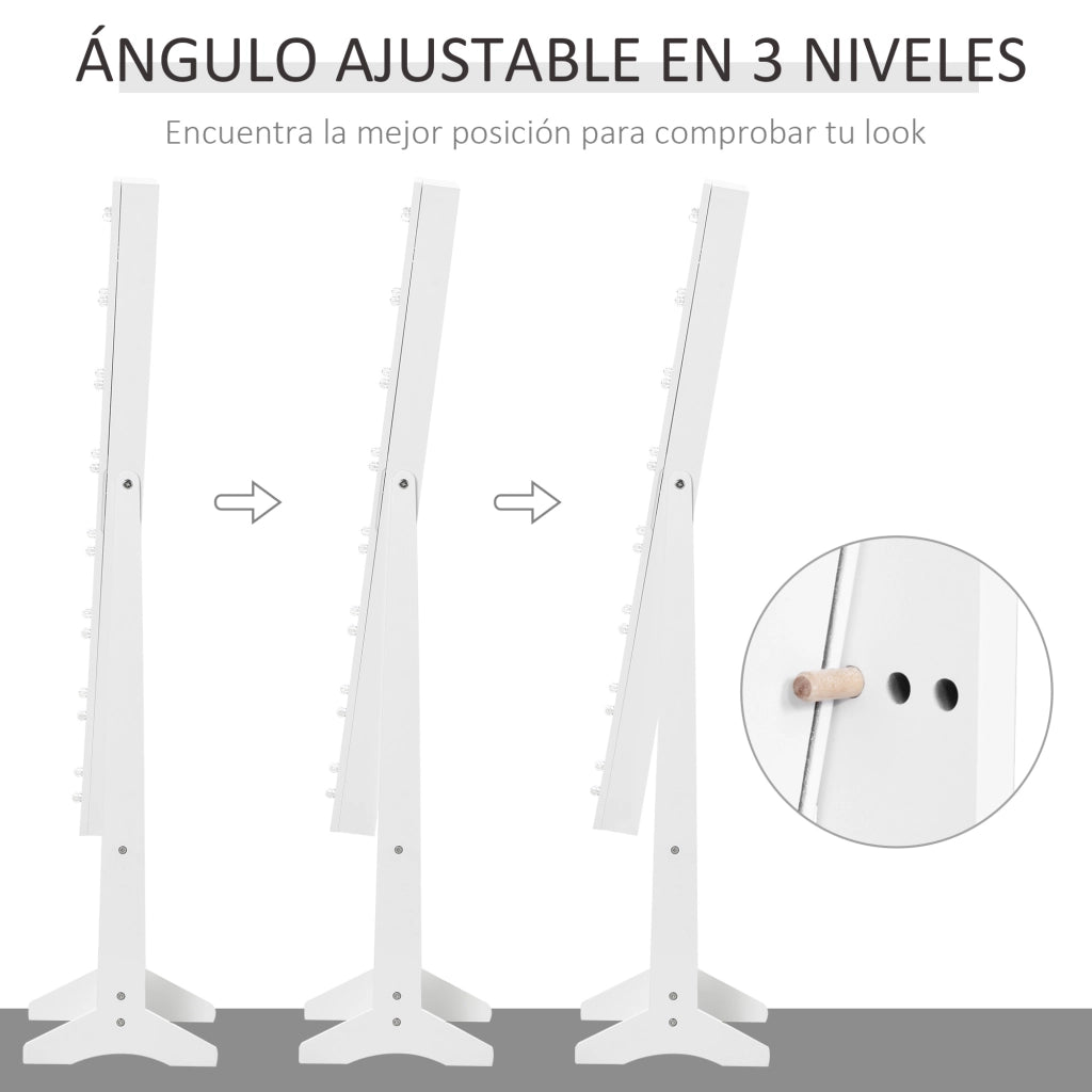 Organizzatore Gioielli Specchio Illuminato LED ¨C zephmum ¨C Bianco 36x30x136 cm