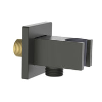 Presa acqua quadrata con supporto doccino in ottone color gungrey