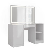 Vicco Tavolo da toeletta Bianco/bianco lucido 128.2 cm con specchio LED