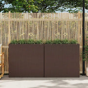 Letti Rialzati da Giardino con 4 Vasi 2 pz-Vaso Elevata-Contenitore per Piante in Polyrattan Marrone