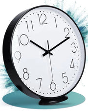 Orologio da Parete Nero 20 cm Senza Suono di Ticchettio - Orologio Analogo per Appendere e Piegare - Grande Olografo Silenzioso per la Sala da Pranzo