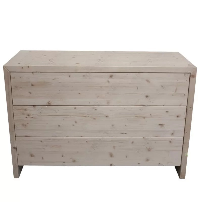 Cassettiera 3 cassetti shabby bianco in legno massello di abete 120x50x80 (3317) - Mobili 2G