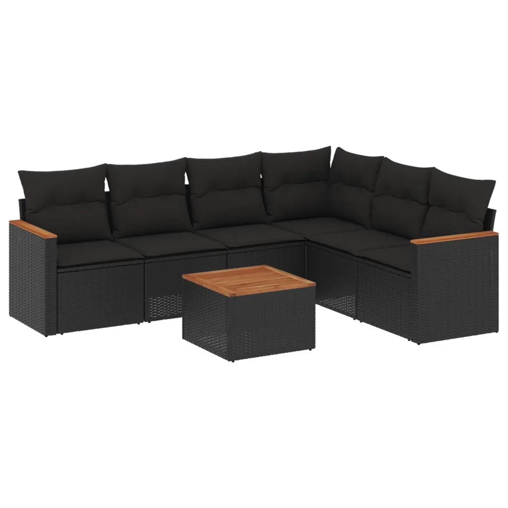 Set Divani da Giardino con Cuscini 7pz Nero Polyrattancod mxl 112324