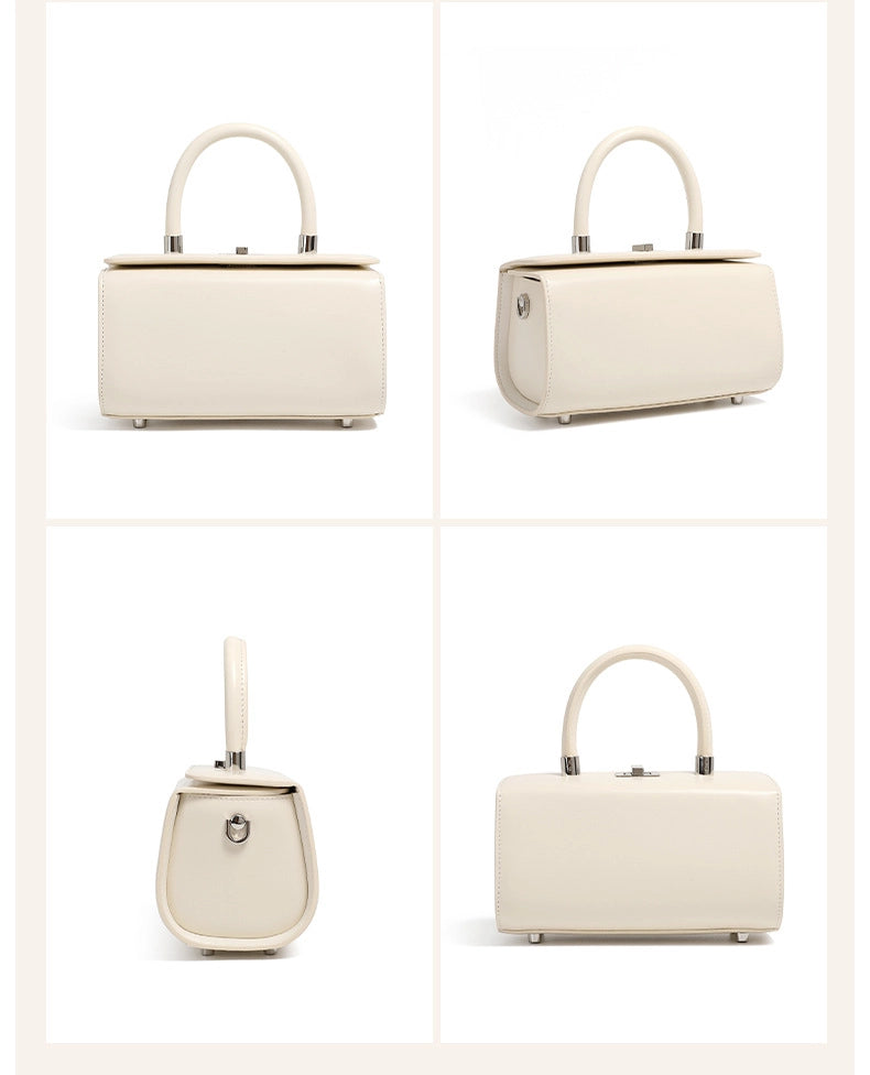 Borsa a tracolla da donna in vera pelle, semplice ed elegante, colore bianco.