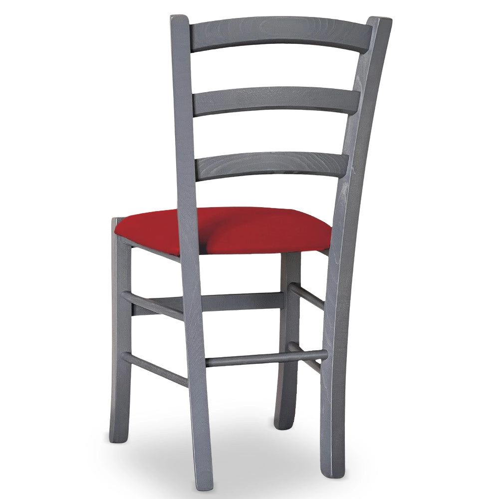 Sedie sala da pranzo Venezia in legno grigio con seduta similpelle rosso