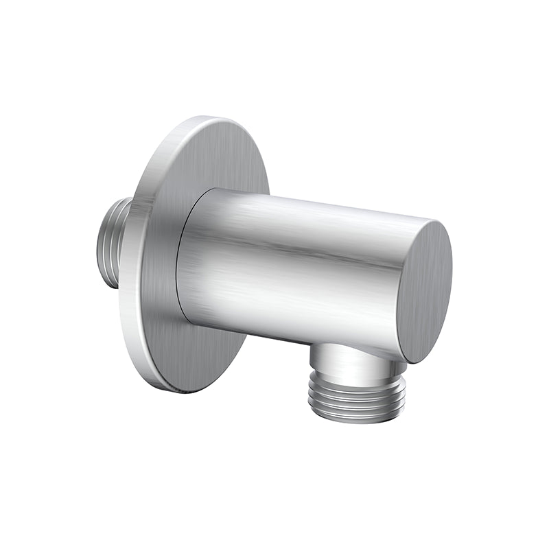 Presa acqua acciaio spazzolato tonda in ottone con attacco universale