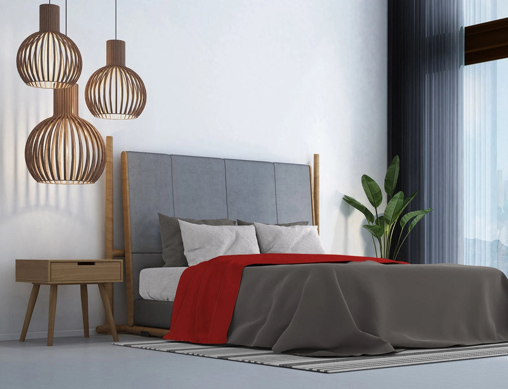 Set Lenzuola Singolo Sopra Sotto e Federe in Cotone Rosso