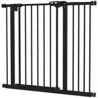 Cancellino per Cani Regolabile con Chiusura Automatica, in Acciaio e Plastica, 74-100x77 cm Nero