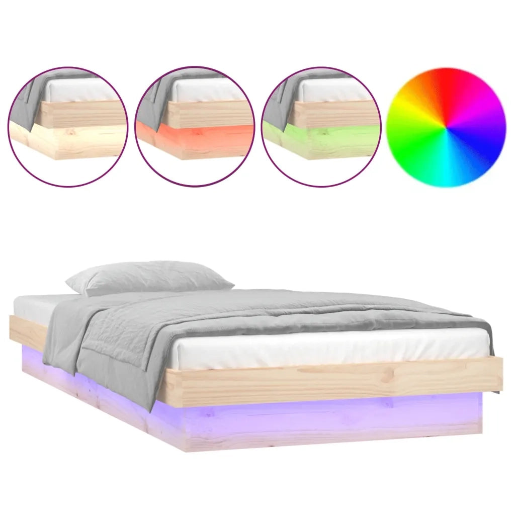 Giroletto con LED-Struttura Letto 75x190 cm Small Single in Legno Massello 779619