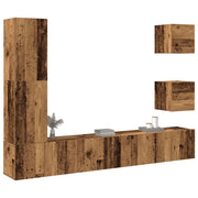 Set Mobile TV 5 pz-Set di 5 Credenza per TV Montato a Parete Legno Antico in Truciolato 933533