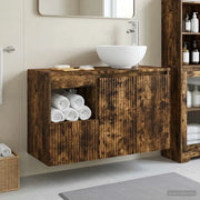 Set di mobili per il bagno 2 pz Rovere Fumo 3404039
