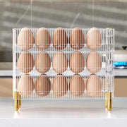 Contenitore per uova - dorato - alta cerniera - box di cucina - display di contenimento uova - 30 uova - chiusura automatica - resistente al calore - trasparente