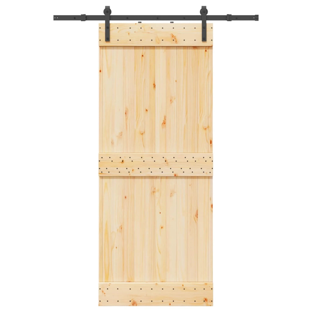 Porta scorrevole NARVIK Naturale e Nero 85 x 210 cm (152,5 cm) 3445253