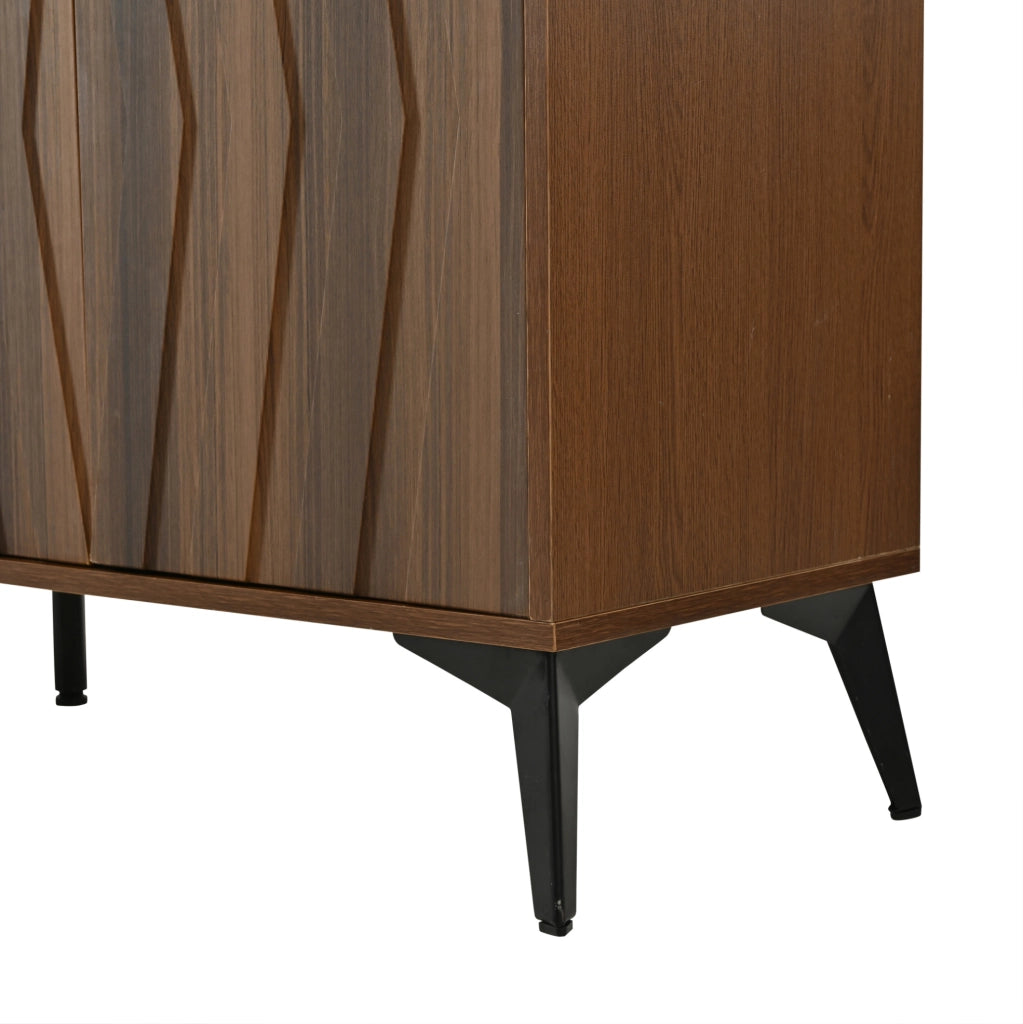 Credenza 140x35x70 cm con 4 ante e ripiani regolabili in MDF e truciolare color noce