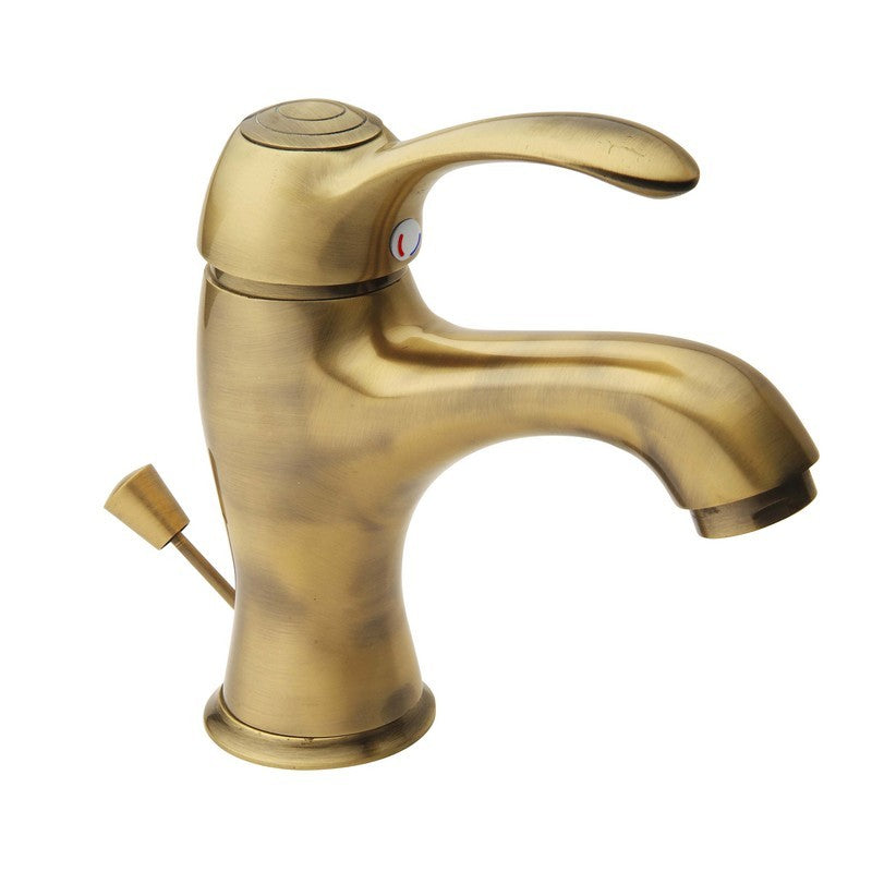 Miscelatore per lavabo serie distri vecchio ottone finitura ottone antico