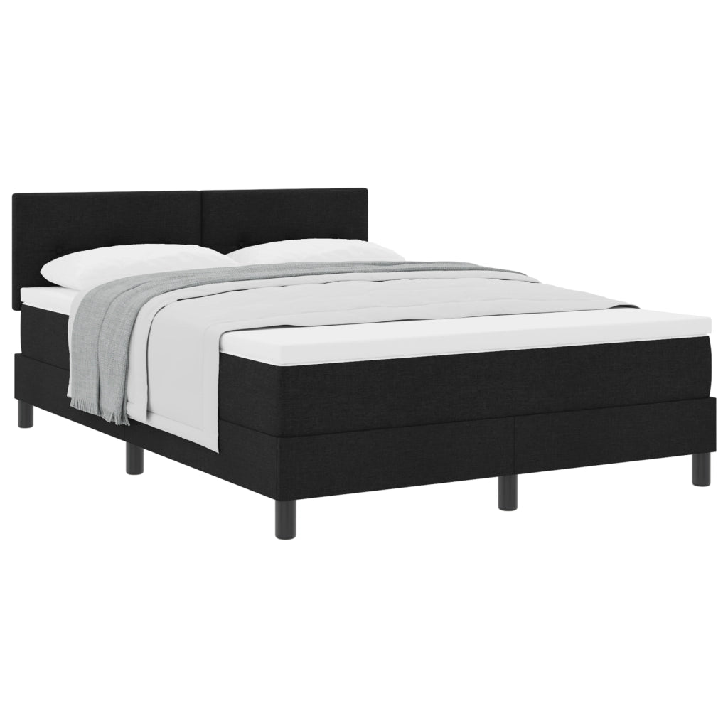 Letto con Box Spring e Materasso Nero 140x190 cm Tessuto