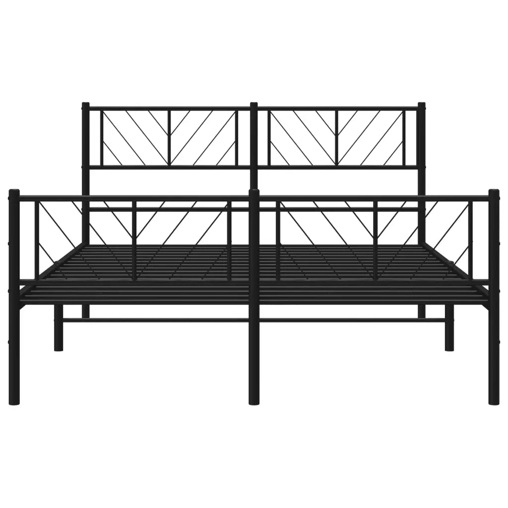 Giroletto con Testiera e Pediera-Struttura Letto Metallo Nero 140x200 cm 710633