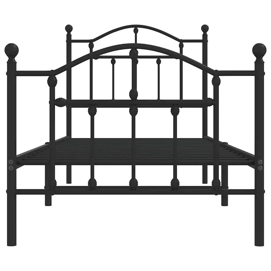 Giroletto con Testiera e Pediera-Struttura Letto Metallo Nero 90x190 cm 854746