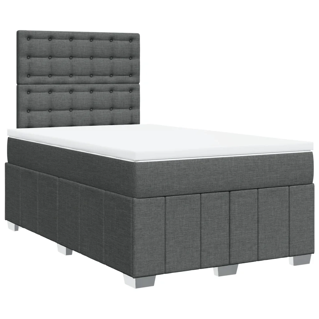 Giroletto a Molle con Materasso Grigio Scuro 120x190cm Tessuto
